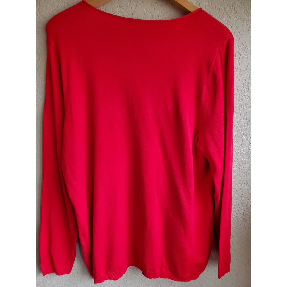 Chico's Outlet 2 Pullover Sweater Top Rolled Round Neck Classic Comfort Red M - Picture 2 of 6